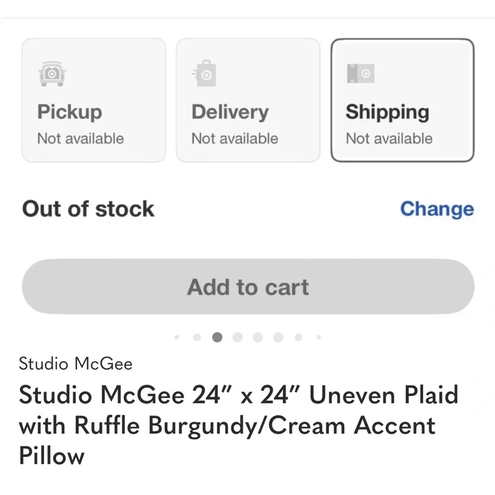 Studio McGee 24” c 24” Uneven Plaid Burgundy/Cream with Ruffle Accent Pillow
